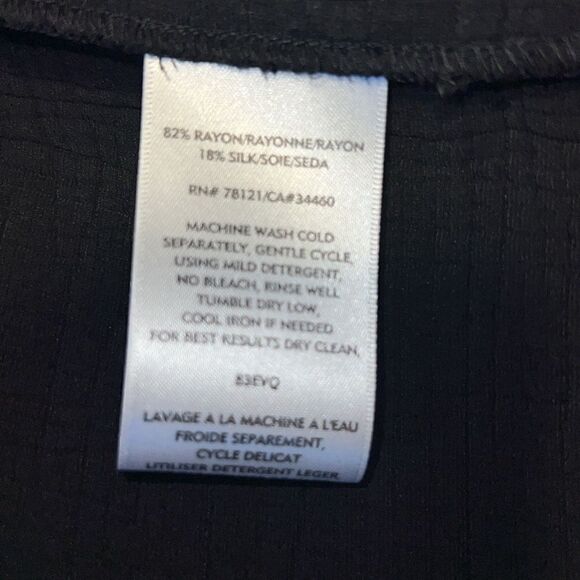 EILEEN FISHER Black Rayon and Silk Stand Collar Magnetic Button Jacket-S - Picture 8 of 8